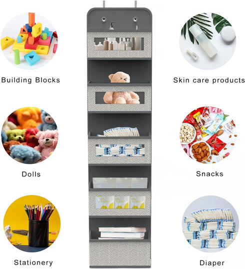 Over The Door Hanging Organizer with 5 Big Pockets, Wall Mount Storage for Pantry, Closet, and Nursery