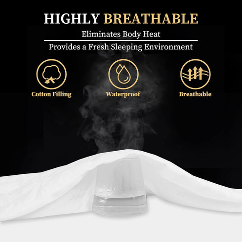 8-21 Inches King Quilted Fitted Waterproof Mattress Pad, Breathable Premium Soft Filling Mattress Protector, Deep