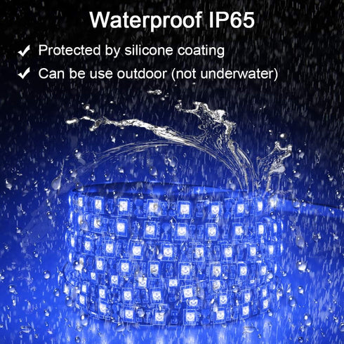 ALITOVE 16.4ft 5050 Blue LED Flexible Strip Ribbon Light Black PCB DC 12V 5M, Waterproof IP65