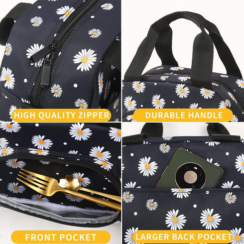 Insulated Lunch Box for Women, Designer Small Lunch Cooler for Office Work, Fit Fresh Thermal Hot Lunch Bag