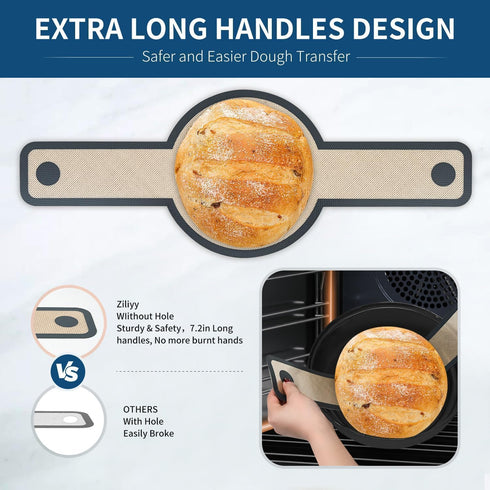 2 Pcs Silicone Bread Sling for Dutch Oven, Non-Stick & Heat Resistant Baking Mat for Sourdough