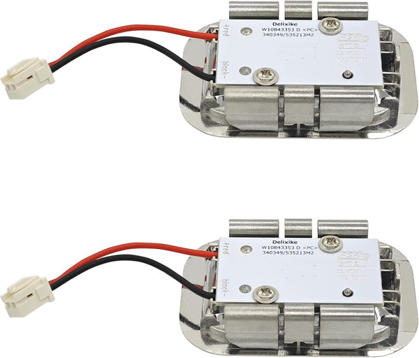 2pk W10843339 W10908166 W11462342 W10607479 Refrigerator LED Light for KitchenAid Whirlpool, Chrome Frame