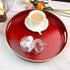 13 Inch Red Decorative Tray, Serving Tray with Handles, Round Decorative Tray for Coffee Table, Plastic Tray