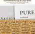 Healeved Woven Seagrass Magazine Basket, Floor Magazine Holder for Books, Newspapers, Tablets