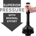 JS Jackson Supplies Black Toilet Plunger with Black Bellows Accordion and Storage Tray