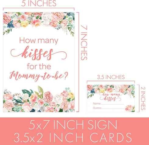 DISTINCTIVS Guess How Many Kisses for the Mommy to Be in the Jar Game - 1 Sign and 30 Cards