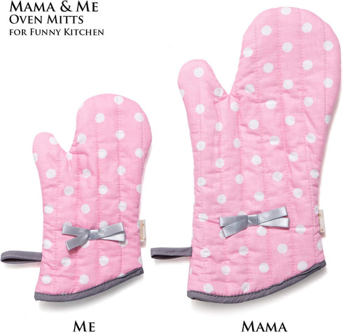 Set 2 NEOVIVA Kitchen Oven Mitts for Kids, Heat Resistant Cotton Oven Gloves of for Cooking Baking, Kitchen Gloves
