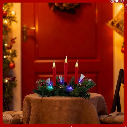 Aokudoni Christmas Decorations: Christmas Table Centerpieces with Artificial Pine Branches Berries Candles Indoor Xmas