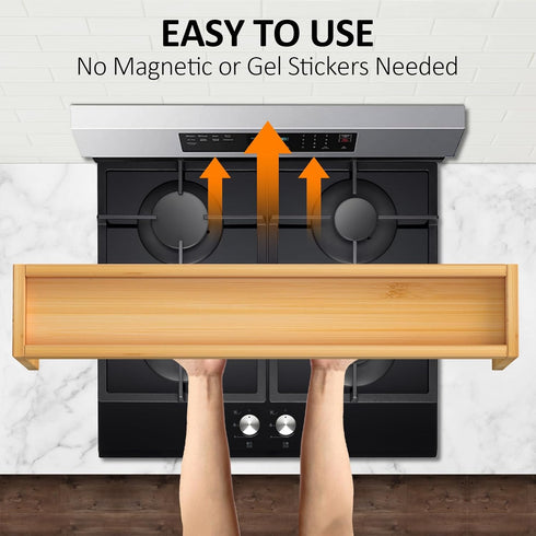 33" Over the Stove Spice Rack, Wide Bamboo Shelf Rack Organizer for Stove Top
