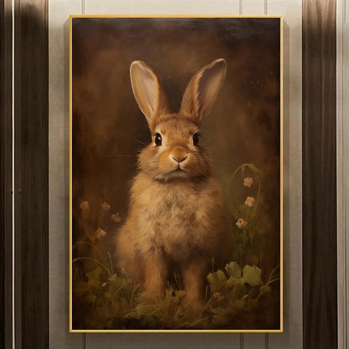 Farmhouse Rabbit Wall Art, Vintage Bunny Prints with Flowers, 16x24inch Vintage Animal Pictures No Frame