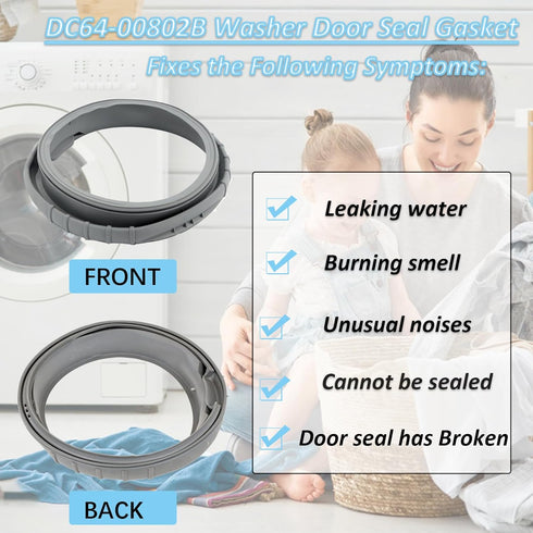 DC64-00802B Washer Door Boot Seal Gasket Compatible with Samsung Washer Models, Replaces PS4210921, AP4342944