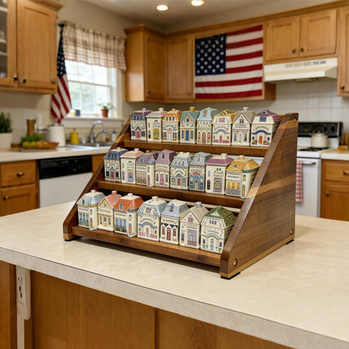 Arflo Countertop 3 21 Acacia Wooden Spice Rack for - Tiered Spice Rack Organizer for Cabinet - Kitchen Spices