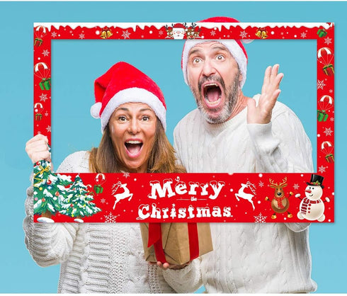 Christmas Photo Booth Props Frame, Party Supplies for Xmas/Winter/Holiday New Year Decorations