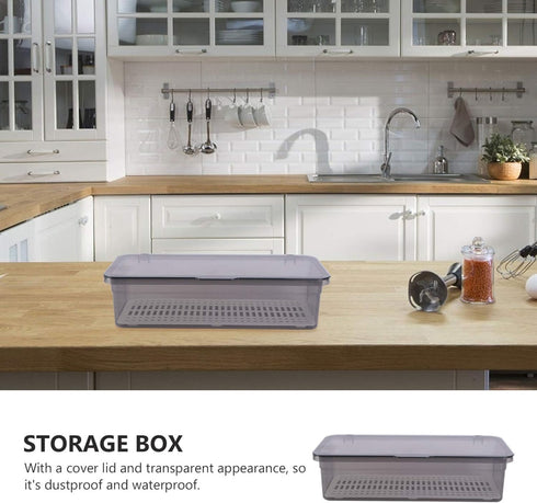 Cabilock 2pcs Flatware Tray with Lid, Kitchen Cutlery Tray and Utensil Drawer Organizer, Silverware Storage Container