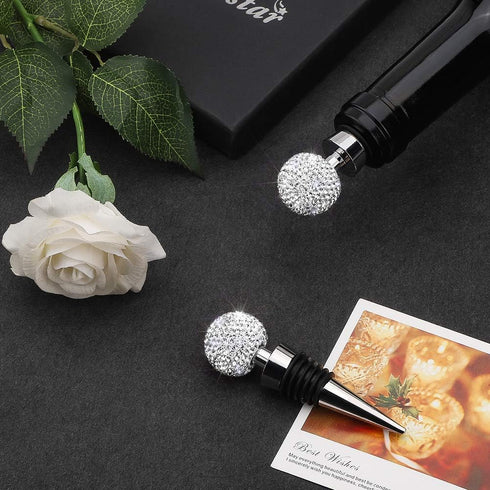 Soleebee Bling Decorative Wine Stoppers, Crystal Rhinestone Bottle Stoppers for Gifts and Parties