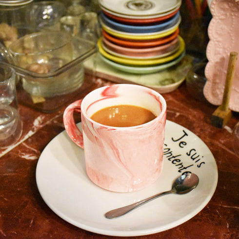 Marbling Ceramic Coffee Mug, 13 Oz Tea Cup for Home and Office, Microwave & Dishwasher Safe (Pink, 1)