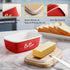 ALELION Red Butter Dish with Lid and Knife, Ceramic Container with Beech Wood Lid for Kitchen Decor