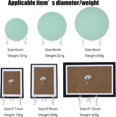 HESTYA 6 Pack 7 Inch Acrylic Easel Stand, Display Stand, Plate Holder for Display, Photo Holder Picture Frame