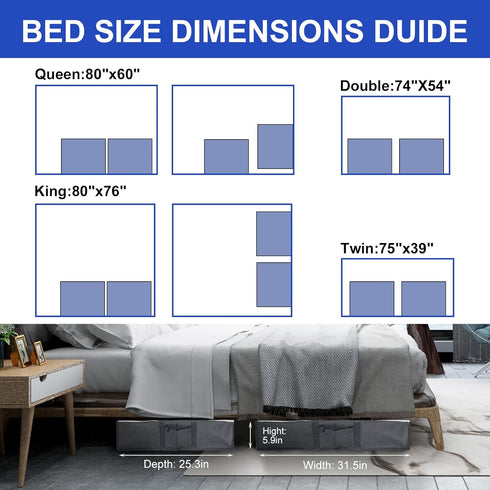 Surblue Under Bed Shoe Storage Organizer, Fits 24 Pairs of Shoes, Set of 2, Grey with Clear Cover
