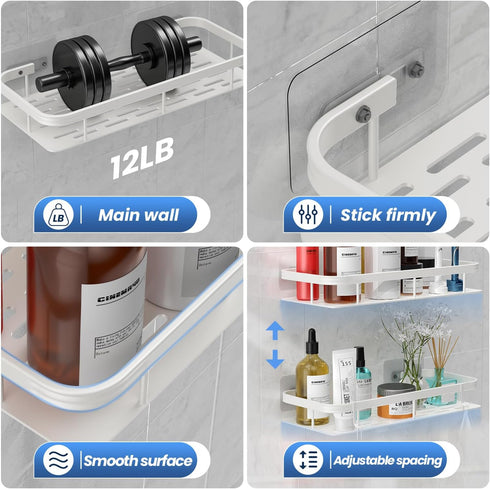 Rack,2 Pack 2LWLT). lanlord Wall Mounted Shower Caddy Shelf Organizer No Drilling Adhesive Shower Shelves,Bathroom