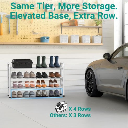 3-Tier Closet YEASHEIN Expandable Shoe Rack for Floor, X-Frame Metal Small Shoe Rack for Entryway, Adjustable Shoe