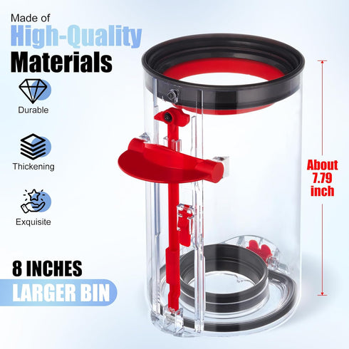 Upgraded Dust Bin Compatible with Dyson V10 Vacuum Cleaner, Large Bin Replacement for Dyson V10 Bin Part No. 969509-01