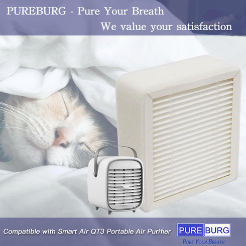 PUREBURG Replacement True HEPA Filter for Smart Air QT3 Portable Air Purifier, 4-Pack H13 Air Clean Dust Pet-hair