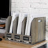 MyGift Vintage Gray Solid Wood Magazine Holder with 3 Compartments, Office Home Document Organizer