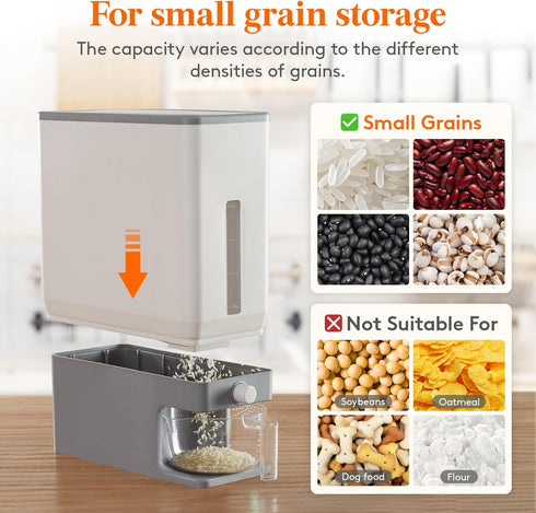 25 Lbs(11.3kg), 1 Pack Lifewit Rice Dispenser Rice Storage Container Sealed Moisture Proof with Measuring Cup