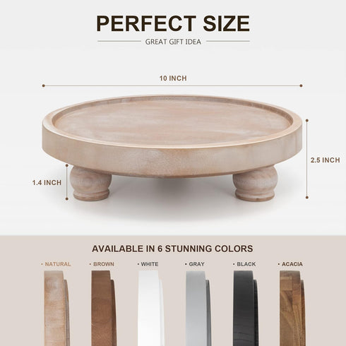 Counter EOSAHR Farmhouse Wood Riser for Display : Decorative Pedestal Stand for Kitchen and Home Decor - Elegant Round