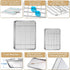 P&P CHEF 4 PCS Toaster Oven Pans Trays with Racks Set, Stainless Steel Small Baking Pan and Cooling Rack