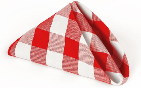 LinenTablecloth 15-Inch Red & White Checker Polyester Napkins (1-Dozen)