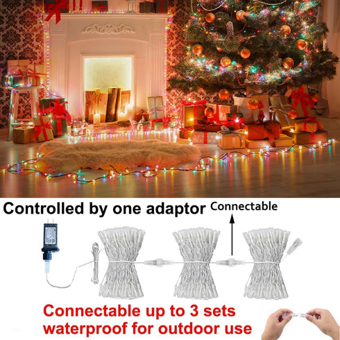 66FT 200 34 Color Changing Christmas Lights Outdoor, LED Colors String Lights with Remote Multicolor Plug in Waterproof