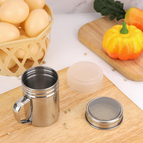 Accmor 2pcs Powdered Sugar Shaker Duster with Handle - Cinnamon Shaker Flour Sifter, 7oz Stainless Steel Fine Mesh
