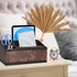 Marte Vanci Leather Tissue Box Cover, Multifunctional Tissue Holder with Remote Control Caddy for Desk, Nightstand