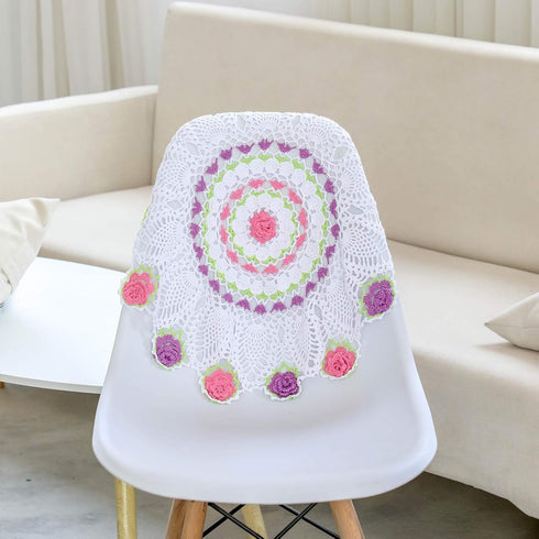 20 Inch One Piece Easter Doilies for Dressers and End Tables Round Cloth Lace Placemats Crafts Rose Spring Doily Hand