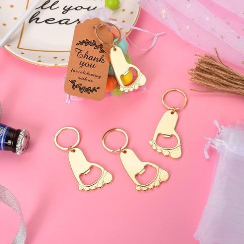 Winocbxt 50PC Footprint Keychain Bottle Opener Baby Shower for Guest Baby Shower Gifts