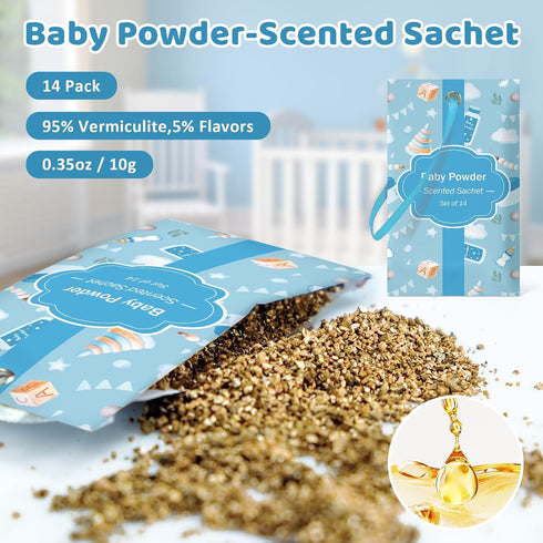 Closets, 14 Pack, SCENTORINI Scented Sachets for Drawers and Baby Powder Scent Long-Lasting Sachets Bags Wardrobe