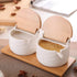 Counter (3) Ceramics Storage Jar Porcelain Condiment Jar Spice Container with with Flip Lid and Spoon - Best Creative
