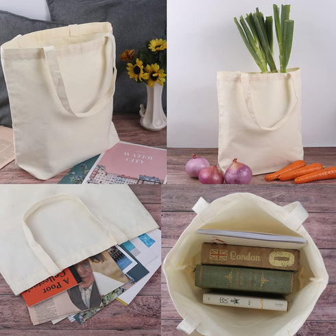 Veyist 2 Pcs Reusable Large Canvas Tote Bags, Blank Multi-purpose Bags for DIY Project, Grocery, Shopping