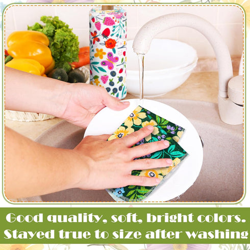 6 Redbaker Pcs Reusable Paper Towels Rolls Kitchen Towels Bulk Washable Paperless Cloth Cotton Hand Napkins