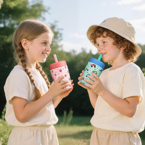 Fimibuke 12 OZ 2 Pack Kids & Toddler Cups Spill Proof, Insulated Sippy Cups for Toddlers Boys Girls, BPA-Free Toddler