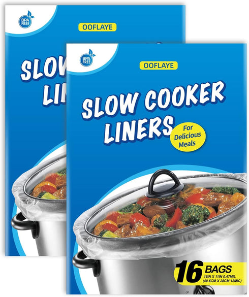 32 Counts Slow Cooker Liners, Small Size 11 x 16 Inch, Kitchen Disposable Cooking Bags for 1 to 3 Quarts
