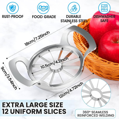 4.72 Inch 12 -304 AUBENR Extra Large Apple Slicer with Blades - Professional Heavy Duty Apple Cutter Stainless Steel