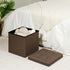 B FSOBEIIALEO Storage Ottoman Cube, Folding Toy Chest Footrest for Living Room Seat (12.6"X12.6"X12.6", Linen Brown)