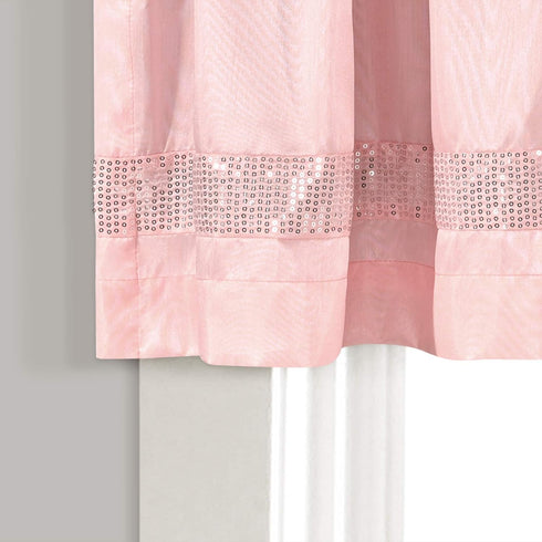 Lush Decor Night Sky Sequins Valance, Single, 84" W x 18" L, Blush & Silver - Extra Wide Kitchen Curtain