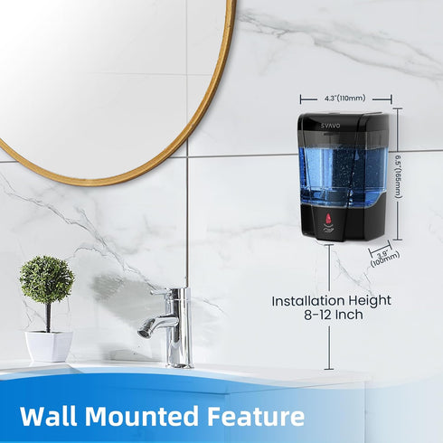 SVAVO Automatic Soap Dispenser, Wall Mount Hand Soap Dispenser, 600ml/21 fl.oz, Touchless Electric Sensor Pump
