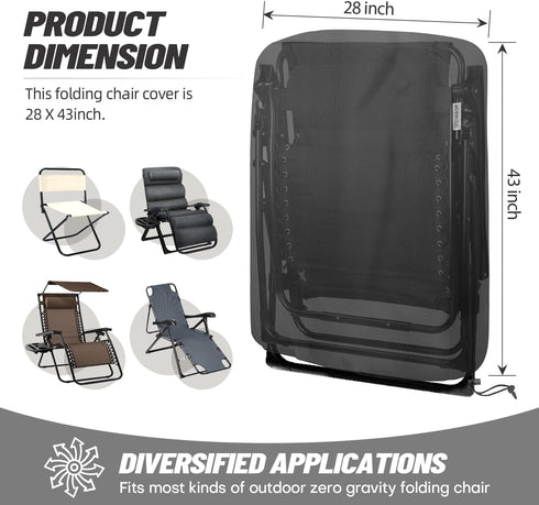 GREHABOR 420D 28 43 Inch Outdoor Zero Gravity Folding Chair Cover Waterproof Folding Lawn Lounger Recliner Chair Covers