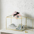 Glass Wedding Card Box with Slot, Large Clear 10.2 inch Gold Brass Gift Card Storage Box with Lock for Wedding