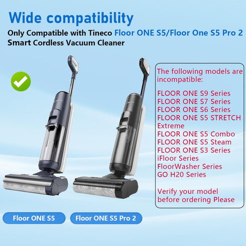 Vylaier S5 S5 2 2 2 Roller Brush Replacement and Vacuum Filter Kit Compatible Only with Tineco Floor ONE / Floor One